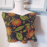 Stola Hüftschmeichler Schal Filz grau grün Wolle Blumen