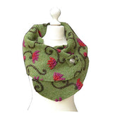 Stola Hüftschmeichler Schal Filz grau grün Wolle Blumen