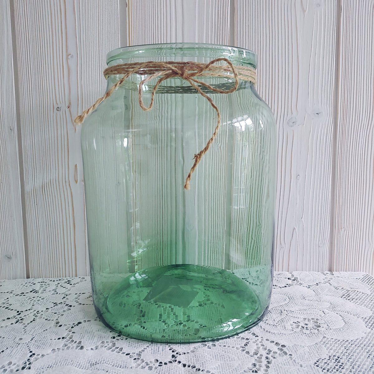 Windlicht gross aus Glas mit Rand