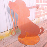 Hund mit Leine Dackel Edelrost | Rostdeko mit Charme