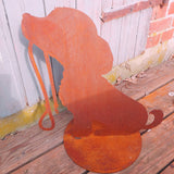 Hund mit Leine Dackel Edelrost | Rostdeko mit Charme