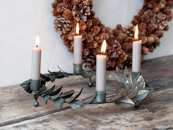 Kranz Adventskranz für 4 Kerzen Deko aus Blätter