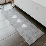 Läufer waschbar mit Herzen hellgrau 50 x 150 cm