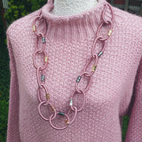 Modeschmuck Kette Halskette lang grün petrol gold silber