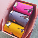 Socken Miss Sparrow Geschenk Box Bamboo Robins / Rotkehlchen