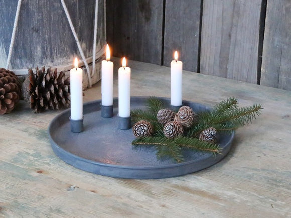 Tablett für Advent Kerzenteller 4 Kerzenhalter mit Magnet