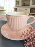 Greengate ALICE Tasse mit Untertasse pale pink / hellrosa