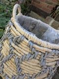 Korb Naturgeflecht mit Rautenmuster grau BOHO skandi