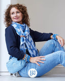 Schal Luna Blau LOT83 Herz Muster