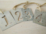 Anhänger Zahlen 1 - 4  Zink Adventskranz shabby