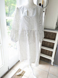 Bypias Tunika Kleid Josephine Stripes grey Leinen