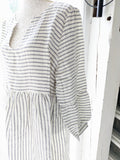 Bypias Tunika Kleid Josephine Stripes grey Leinen