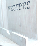 Kochbuchständer "RECIPES" Buchhalter shabby white aus Holz