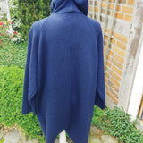 Mantel Jacke mit übergrosser Kapuze dunkelblau Zwillingsherz