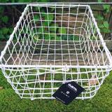 Korb Ablage hoch Metall Draht Geflecht shabby white rechteckig
