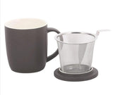 PLINT Teetasse Teebecher mit Sieb,Deckel und Ablage 450 ml almost black