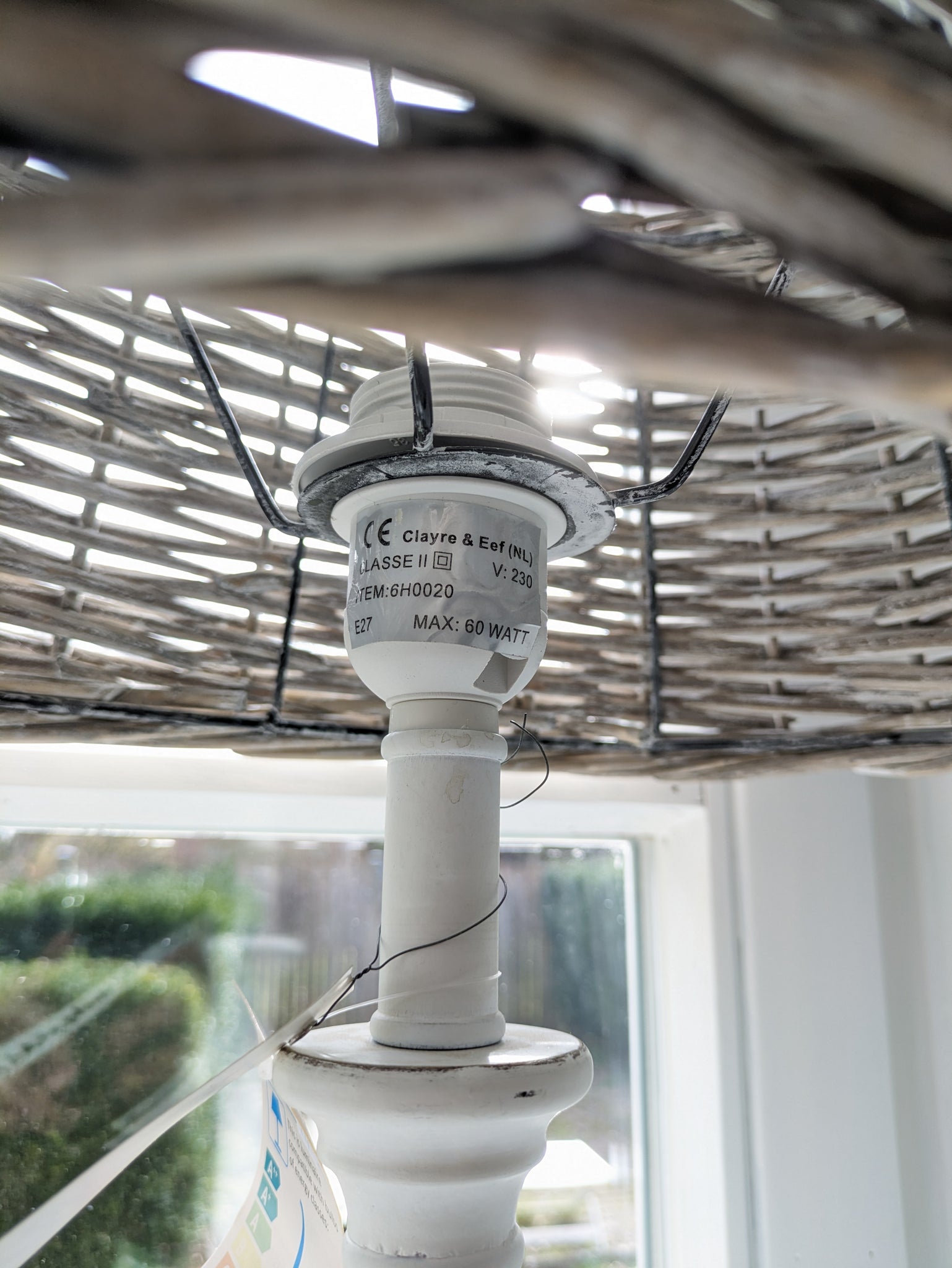 Alpinaluz Rattan-Tischlampe Mit E27-Fassung – Nordischer Vintage-Stil, Polycarbonat-Diffusor, Transparentes Kabel