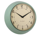 Plint Wanduhr retro chic rund leaf grün
