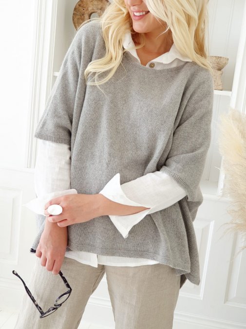 BYPIAS Poncho Pullover CANDLE LIGHT Cashmere jumper, GREY.