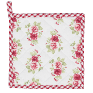 Topflappen Rosen 20x20 cm rot weiss