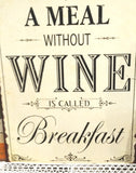 Schild Wein + Breakfast