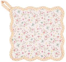 Topflappen Rosen Bogenkante 20x20 cm gelb