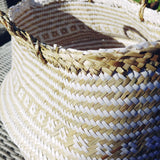 Korb "Basket" Seegras weiß gemustert