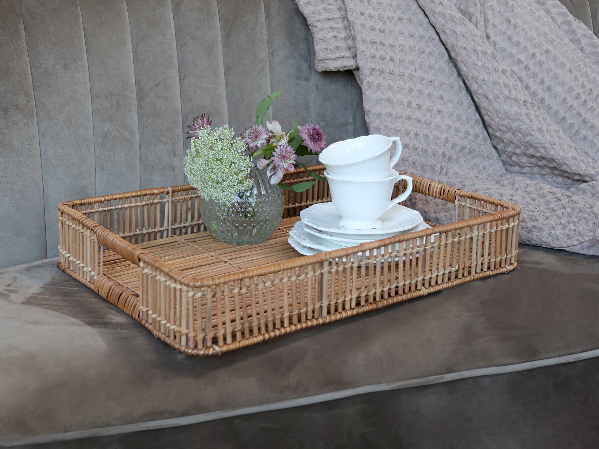 Tablett Rattan geflochten