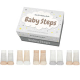 Geschenkbox Kindersocken Neugeborenes im 5er Set + Baby Steps