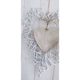 Herz Rebe weiss mit Holzherz shabby