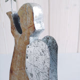 Engel Figur ISCHGL stehend Holz silber white wash