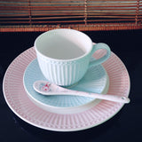 Greengate ALICE Tasse mit Teller und Kuchenteller pale pink/ blue