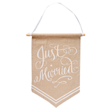 Wimpel Fahne "Just married" hand lettering Stoff