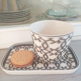 Latte Cup mit Tablett Servierplatte Karma dark grey Greengate,Kaffeepause