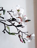 Blüten Zweig künstlicher Blumenstängel Magnolie creme weiss