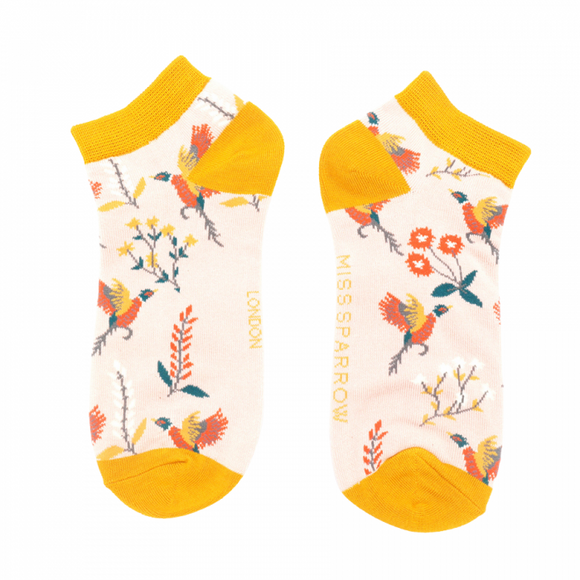 Miss Sparrow sneaker Socken Bamboo Pheasants & Flowers dusty pink