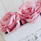 Tischdeko schmal Rosen-Kiste rosa shabby weiss