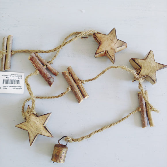 Girlande Sterne aus Holz