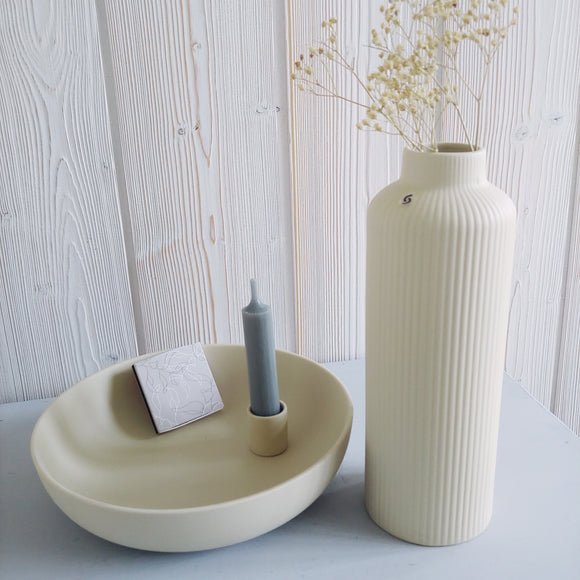 Storefactory SET Vase Adala mit Lidatorp Kerzenschale beige 4tlg