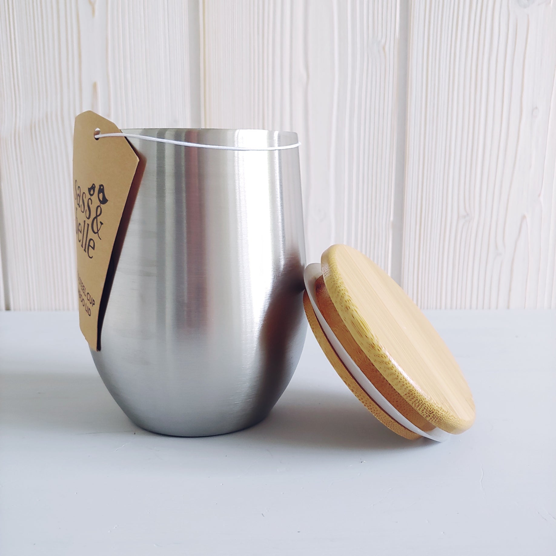 ToGo Thermobecher Edelstahl mit Bambusdeckel Lunch