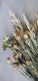 Trockenblumen, Eukalyptusblättern, Gräsern und Rispen,Disteln,grün,weiss