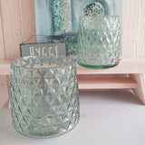 Teelichtglas "Bianca" green Windlicht Glas Raute Greengate